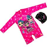 Lolli Boom Kids Sevimli Karakterler Güneş Koruyucu Uzun Kol Hipster Model Fermuarlı Mayo Bone Hediyeli10 - 4 - 5 Yaş - Açık Fuşya