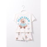 Lolli Boom Kids Yeni Sezon Çocuk Giym Krem Renk Oyuncak Ayı Teddy Bear Baskılı Altüst Takım 2 Parça - 01.Ekru - 3 - 4 Yaş