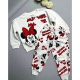 Lolli Boom Kids Yeni Sezon Kız Çocuk Karakter Baskılı Ekru - Kırmızı Renk Alt Üst Eşofman Takımı 2 Iplik - 001-Krem - 4 - 5 Yaş