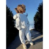 Lolli Boom Kids Yeni Sezon Petek /waffle Kumaş Oversize Kapüşonlu Alt Üst Eşofman Takımı Beyaz Renk - 6 Yaş