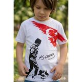Lollico Kız ve Erkek Çocuk Atatürk Baskılı Siyah Tişört - Milli Bayramlara Özel Tasarım %100 Pamuklu T-Shirt - Beyaz - 9 - 10 Yaş