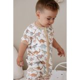 Lollie 0.5 Tog %100 Pamuk Dinozor Desenli Yazlık Bebek & Çocuk Uyku Tulumu Ekru Kısa Kol - 1 - 2 Yaş