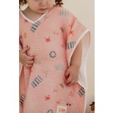 Lollie Baby&Kids Bebek Çocuk Müslin Panço Bornoz 1-4 Yaş %100 Pamuk - Pink Beach