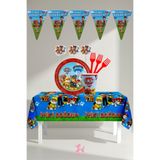 LOLLY PARTY 24 Kişilik Paw Patrol Temalı Doğum Günü Parti Seti (Tabak,Bardak,Çatal,Kürdan,Flama,Masa Örtüsü)