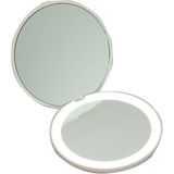 LOM2062-16 Led Işıklı 1x-5x Şarj Edilebilir Cep - Çanta Makyaj Aynası (Beyaz)