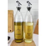 Lombardino Vetro 2li Zeytinyağı Ve Sıvıyağ Şişesi Gold Etiketli Yağdanlık 1000 Ml Sh-0024