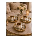 Lomera Home 3'lü Aynalı Sunum Tepsisi 24 cm | Gold Dekoratif Kahve ve İkram Tepsisi