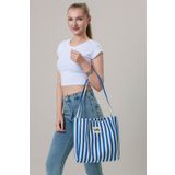 Lomo Bags Lomo One Omuz Çantası – Hem Günlük Hem Tatil Şıklığı Mini Clutch Hediye - Saks Mavi Çizgili