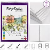 Lona Lucy A4 Spiralli Eskiz Defteri, 100 Gr/m² Kalın Kağıt, 50 Yaprak, Çizgisiz, Karakalem ve Teknik Çizim Için, 21X29.7 Santimetre - 01-Siyah