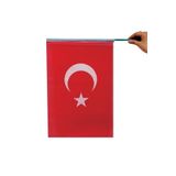 Lona Sanat (10 Adet) 30X45 Cm Pikment Raşel Kumaş Sopalı Türk Bayrağı - 10 Adet