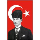 Lona Sanat Atatürklü Saten Türk Bayrağı 50X75 Cm