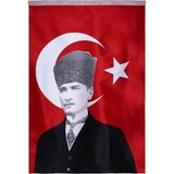 Lona Sanat Atatürklü Türk Bayrağı 135/180