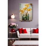 Lona Sanat Eskitme Vazoda Sarı Orikdeler Modern Kanvas Tablo Salon Oturma Yatak Odası Ofis Antre 0434;Adobe Ilıustrator 50 X 70