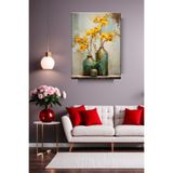 Lona Sanat Eskitme Vazoda Sarı Orkideler Modern Kanvas Tablo, 50 x 70 cm, Çok Renkli