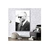 Lona Sanat Gözlüklü Mustafa Kemal Atatürk Resmi Kanvas Tablo;Siyah Beyaz 20 X 30