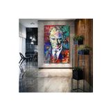 Lona Sanat Mustafa Kemal Atatürk Karizma Portre Yağlı Boya Efektli Dekor Dikey Kanvas Tablo;Gümüş 30 X 50
