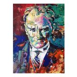 Lona Sanat Mustafa Kemal Atatürk Karizma Portre Yağlı Boya Kanvas Tablo;Kırmızı 70 X 100