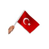 Lona Sanat Sopalı Türk Bayrağı 30X45 Cm (50 Adet) 1.Kalite Alpaka Kumaş