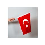 Lona Sanat Türk Bayrağı 30X45 Cm Alpaka Kumaş - Sopalı-30 Adet