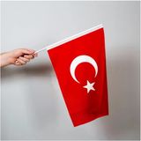 Lona Sanat Türk Bayrağı 30X45 Cm Alpaka Kumaş - Sopalı-50 Adet