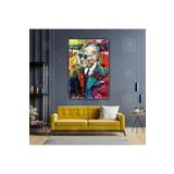 Lona Sanat Yağlı Boya Efektli Mustafa Kemal Atatürk Portresi Karizma Gözlük Soyut Dikey Kanvas Tablo;Beyaz 40 X 60