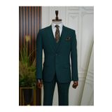 LONATOLİA Erkek Takım Elbise İtalyan Stil Slim Fit Ceket Yelek Pantolon Kırlangıç Yaka