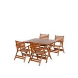 London Atina Katlanır Ahşap Bahçe Balkon Takımı -80x140 Masa + 4 Sandalye Set