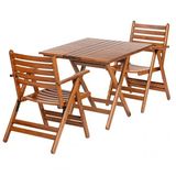 London Atina Katlanır Ahşap Bahçe Balkon Takımı -80x80 Masa + 2 Sandalye Set