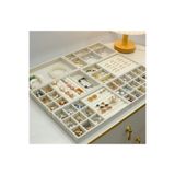 LONDON Birds Store Takı Kutusu Zarif görünümlü Kadife kaplı 6 lı çekmece içi takı set organizer( Bej renk )