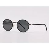 London & London LL 1148 Unisex Güneş Gözlüğü Yuvarlak Çerçeve Metal Gözlük UV400 Siyah - Siyah - Gri