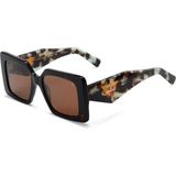London & London LL1162 Kadın Güneş Gözlüğü Kahverengi Cam Leopar UV400 Kemik Çerçeve