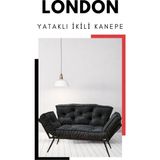 London Signature Edition | Luxury Convertible Sofa | Yatak Olabilen Mekanizmalı Ikili Kanepe | Uzun Ömürlü Koltuk - Füme