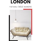 London Signature Edition | Luxury Convertible Sofa | Yatak Olabilen Mekanizmalı Ikili Kanepe | Uzun Ömürlü Koltuk - Krem
