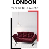 London Signature Edition | Luxury Convertible Sofa | Yatak Olabilen Mekanizmalı Ikili Kanepe | Uzun Ömürlü Koltuk - Mor