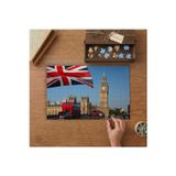 Londra Big Ben - Saat Kulesi- Ingiltere Bayrağı Tasarımı 240 Parça Ahşap Puzzle Ahşap Kutuda MP01194
