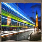 Londra Big Ben Temalı Dekoratif Paravan – Şehir Manzaralı Oda Bölücü Tek Taraf Baskılı Arka Düz Kumaş 5 Kanat Yükseklik 180 X Genişlik 200
