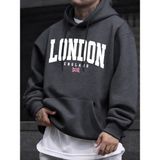 Londra Ingiltere Bayrağı Baskı Kazak Erkekler Için Sonbahar Hip Hop Kazaklar Polar Tüm Maç Uz - Antrasit
