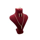Londra Model Süet Kumaş Bordo Renk 28/ 22 Cm Takım Kolye-Küpe-Yüzük Sergileme Mankeni
