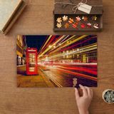 Londra Sokakları - Kırmızı Telefon Kulubesi Tasarımı 240 Parça Ahşap Puzzle Ahşap Kutuda MP01058