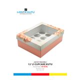 Loner Kutu 22x30x10 Asetat Pencereli Kapak 12'li CupCake Kutu Hediyelik Kutu Çok Amaçlı Pasta Kutusu (10 Adet)