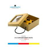 Loner Kutu 23x23x10 6 Lı Cupcake Kraft Çok Amaçlı Kutu Karton Kutu Hediyelik Kutu Kargo Kutusu (10 ADET)