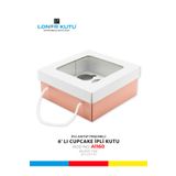Loner Kutu 23x23x10 6'lı CupCake Pencereli Kapak İpli Kutu Hediyelik Kutu Karton Kutu Pasta Kutusu ( 10 Adet )