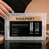 Long Square Protez Tırnak Sandwich Dual Üst Form Jel Polygel Acrygel - Akrijel Ve Polijel İçin Dual Form Şablon 140Lı Wn-Df041