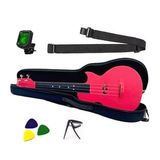 Longa Profesyonel Carbon Fiber Ukulele Seti ( Kırmızı)