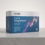Longify 5-In-1 Magnesium; Magnezyum Bisglisinat, Sitrat, Malat, L-Treonat, Taurat ve Taurin 60 Tablet