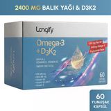Longify Omega 3 Balık Yağı + D3k2 60 Yumuşak Kapsül