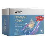 Longify Omega 3 + D3K2, Yüksek EPA & DHA, Vitamin D3, Vitamin K2 (MK7), Vitamin E, Balık Yağı, 60 Yumuşak Kapsül