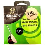 LongMoon 3HRM20 Uzun Sap Saz Teli 3'lü Paket 0.20 Bağlama