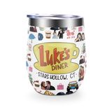 LONGXIN Gilmore'dan İlham Alan Şarap Bardağı, Kız Ürünleri Hayranları Hediyeleri, Luker'in Yemeğinden İlham Alan Anne Kız Kız Kardeş Arkadaş için Hediyeler, 340 ml Paslanmaz Çelik Kapaklı Kahve Termosu