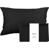 Lonjevite Pamuk-Saten Yastık Kılıfı I Glow By Night Vegan Pillowcase - Siyah - 66x49 cm